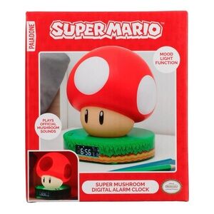 Nintendo Super Mario Bros Mushroom Digital Alarm Clock with Power Up Game